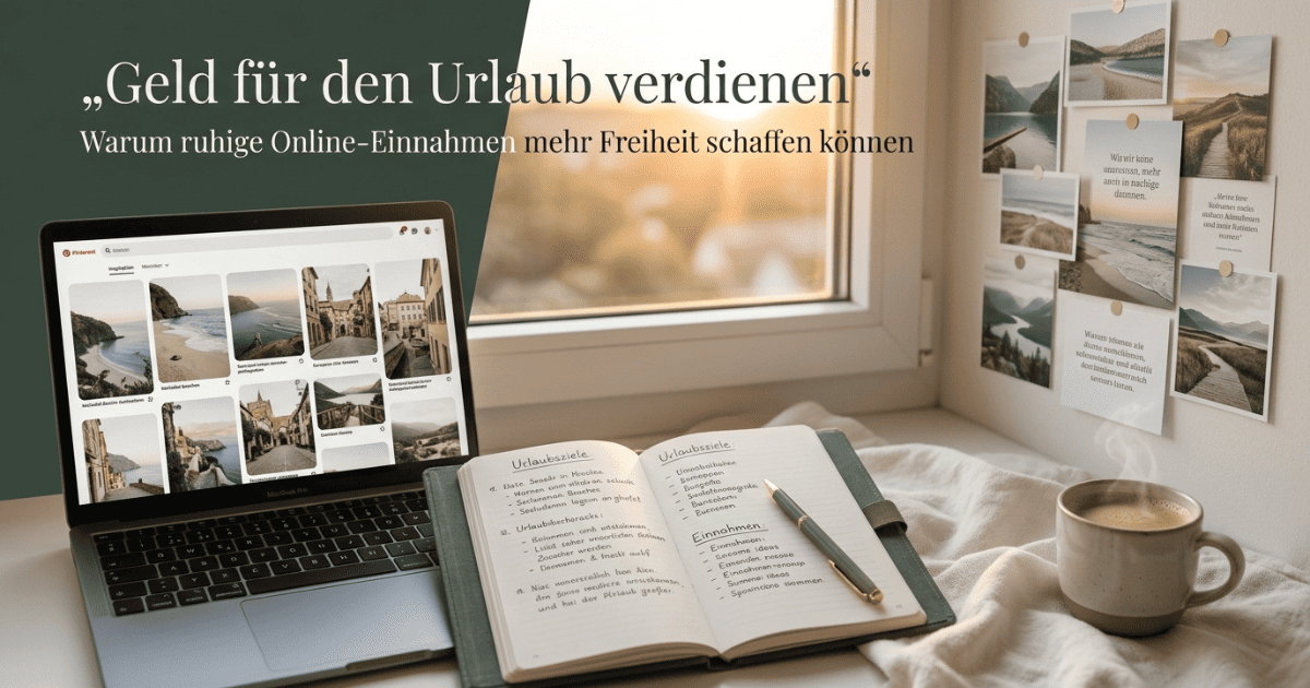 Sommerurlaub mit Laptop, Notizbuch und ruhiger Arbeitsatmosphäre