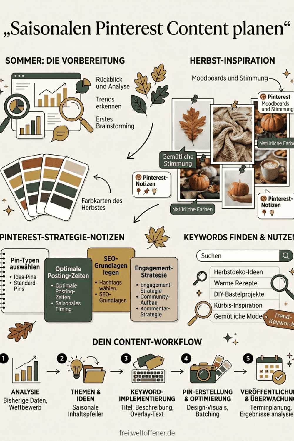 Pinterest Zeitplanung mit saisonalen Content-Ideen und Kalenderstruktur